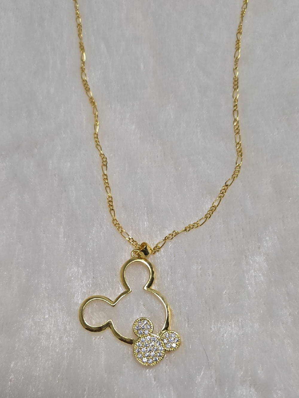 Gold-Tone Crystal Mickey Outline Pendant Necklace